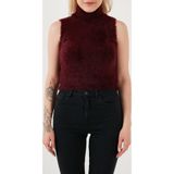 Lela Yumuşak Tüylü Slim Fit Balıkçı Yaka Crop Bayan Süveter 4615566 BORDO