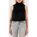 Lela Yumuşak Tüylü Slim Fit Balıkçı Yaka Crop Bayan Süveter 4615566 SİYAH