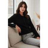 Lela Yün Karışımlı Regular Fit Düğmeli Polo Yaka Hırka Bayan HIRKA 4617013