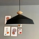 Lema Siyah Tekli Avize Ahşap Topaç Başlık Sarkıt Lamba Restoran Cafe Salon Avizeleri