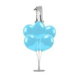 Lema Store 1 Yaş Gümüş 6 Adet Mavi Balon Set Stand