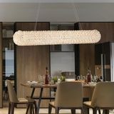 Leman Sıralı Gold 40 Watt Kristal Taşlı Salon Sarkıt Avize