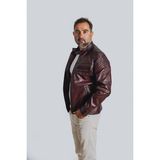 Lemfey Kahire Bordo Erkek Deri Ceket - 3XL - Antik Bordo