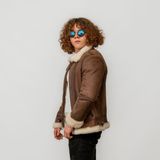 Lemfey Nevis Pilot Erkek Deri Ceketi - Kahverengi - 3XL