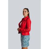 Lemfey Redcliff Kadın Deri Ceket - 2XL - Kırmızı