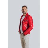 Lemfey Sarasota Kırmızı Erkek Deri Ceket - 3XL
