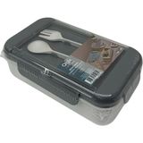 Lemmoni Qlux Taşınabilir Lunch Box Bölmeli Beslenme Kabı Çatal Kaşıklı 1100ML - Gri