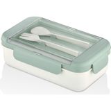 Lemmoni Qlux Taşınabilir Lunch Box Bölmeli Beslenme Kabı Çatal Kaşıklı 1100ML - Yeşil