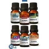 Lemore 6'lı Set 2 Esansiyel Uçucu Yağ Buhurdanlık Yağı Hava Nemlendirici Aroma Difüzörü Kokusu Esans 10ML Set2