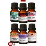 Lemore 6'lı Set Esansiyel Uçucu Yağ Buhurdanlık Yağı Hava Nemlendirici Aroma Difüzörü Kokusu Esans 10ML Set1