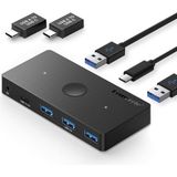 Lemorele H100 4 Port USB 3.0 - Type-C KVM Switch, 2 Bilgisayar İçin Yüksek Performanslı Bağlantı - Siyah