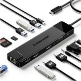 Lemorele TC100, 13 In 1 USB Type-C Dock Station Çoklayıcı, (2x 4K HDMI 1x Vga) Gigabit Ethernet USB Çoğaltıcı