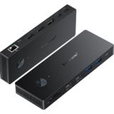 Lemorele TC500 13 Port Type-C Dock Station Hub Çoklayıcı - 4K 60Hz Çift HDMI ve Displayport Üçlü Ekran Destekli Gigabit Ethernet USB 3.0 Dönüştürücü 13-In-1 MacBook Pc Laptop Adaptör - Siyah