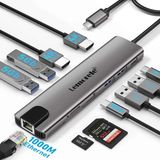 Lemorele TC65 11 In 1 Type-C Hub Çoklayıcı Dock Station - Windows Mst Destekli, Çift HDMI (Çoklu Ekran), Gigabit Ethernet, 100W Pd Şarj Adaptör - Gri