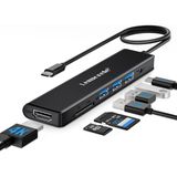 Lemorele TC70 7 In 1 Type-C Hub Adaptör Çoğaltıcı 4K HDMI 100W Pd USB 3.0 Sd/tf Kart Okuyucu Type-C Çoklayıcı