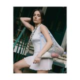 Lems File %100 Pamuk Plaj-Market Çantası Gümüş-Açık Mavi Silver-Baby Blue Mesh Bag
