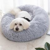 Lemuluxe Kedi Yatakları İç Mekan Yuvarlak Donut Evcil Hayvan Yatağı Kaymaz Tabanlı Peluş Sakinleştirici Kedi Yatakları Küçük Orta Köpekler için Kedi Yatakları (Gri)