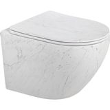 Lena - Asma Klozet Mermer Desenli Mat Beyaz Kapak Dahil Outlet - ET-W1200M8-