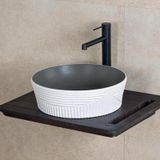 Lena E-W1502MKG Mat Gri Beyaz Tezgah Üstü Lavabo