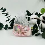 Lena Gift Workshop 10 Adet Hediyelik Tül Keseli Inci Tesbih ve Taşlı Zikirmatik (Mevlid-Hac-Umre-Sünnet) - Pembe