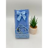 Lena Gift Workshop Çeyizlik, Hediyelik, Bohçalık, Kutulu Namaz Örtüsü ve Inci Tesbih Seti (Mevlit Sünnet Hac Umre) - Mavi