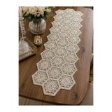 Lena Maison Altın Simli Dantel Runner/Masa-Konsol Örtüsü 35x105 cm