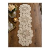 Lena Maison Altın Simli Krem Dantel Runner/Masa-Konsol Örtüsü 35x105 cm