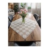 Lena Maison Ella Dantel Masa ve Fiskos Örtüsü Altın Simli Krem Rengi 95x95 cm