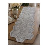 Lena Maison Gümüş Simli Dantel Runner/Masa-Konsol Örtüsü 35x105 cm
