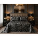 Lena Maison Lalezar Varaklı Yatak Örtüsü Çift Kişilik - Siyah - Gri - 240 x 260 cm
