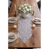 Lena Maison Luna Açık Gri Dantel Runner/Masa-Konsol Örtüsü 35x105 cm