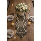 Lena Maison Luna Siyah Dantel Runner/Masa-Konsol Örtüsü 35x105 cm