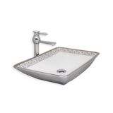 Lena Tezgah Üstü Çanak Lavabo E-8221 Beyaz-Gümüş