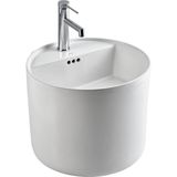 Lena - Tezgah Üstü Monoblok Lavabo Yuvarlak Yarım Outlet - E-252- - Beyaz