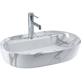Lena - Tezgah Üstü Porselen Lavabo Mermer Desenli Outlet - E-2114M1- - Beyaz