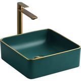 Lena - Tezgah Üstü Porselen Lavabo Yeşil Outlet - E-4070Y-