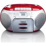 Lenco SCD-420 Rd - Taşınabilir Fm Radyo CD Kaset Çalar Kırmızı Gümüş