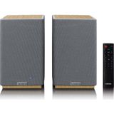 Lenco SPB-241WDGY - Hifi Stereo Bluetooth® Hoparlör Çifti - Şık Tasarımda Güçlü Ses - Ahşap/gri - kahverengi