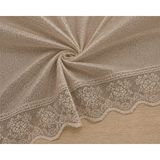 Lenda Shop 140X220 cm Ekru Masa Örtüsü Dantel Kenarlı Leke Tutmaz Silinebilir Şık Yemek Masası Örtüsü - Sütlü Kahve - 140 x 220 cm