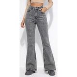 Lenithra Kadın Yüksek Bel Ispanyol Paça Power Likra Kot Denim Jean - Füme - 38