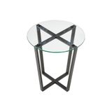 Lenny Yan Sehpa Siyah Metal Ayak Şeffaf Cam Tabla