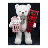 lenostra 90cm Büyük Beyaz Peluş Ayı 15'li Mini Ayıcık Pembe Love Kutusu & Kırmızı Gül Buketi Sevgiliye Doğum Günü Konsept Hediye Seti