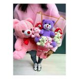 lenostra Ayicik-Buket73 Sevgiliye Hediye Büyü Mor Ayıcıklı Ayıcık Buketi Ve 35Cm Pembe Ayıcık Hediye Yılbaşı Yeni Yıl Noel