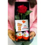 lenostra Sevgiliye-Set4 Sevgiliye Hediye Kırmızı Gül Ve Kinder Joy Yumurtalar Sevgiliye Hediye Seti Sevgili Hediyelik