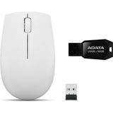 Lenovo 300 Kablosuz Mouse + Adata UV100 16GB USB Bellek - Beyaz