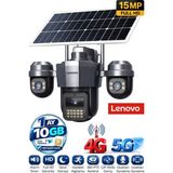 Lenovo G4W19 3 Lensli 4g Sım Kartlı 360° Ptz Solar Güvenlik Kamerası Güneş Panelli Gece Görüşlü Dış Mekan 1 Ay 10GB Dahil