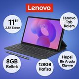 Lenovo Idea Tab Tablet - Dokunmatik 11INÇ 2.5k 90Hz Mat Ekran - 8gb Bellek - 128GB Depolama - Dolby Atmos® Hoparlörler + Lenovo Tab Kalem + Hepsi Bir Arada Klavye + Onerous Ürünler - 128 GB - Gri