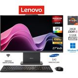 Lenovo ıdeacentre 27ARR9 Aıo Ryzen7 7735HS 24GB 512GB SSD Sıyah W11PRO 27" Fhd All In One Bilgisayar Duddı - Siyah