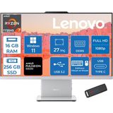 Lenovo Ideacentre Aıo 27ARR9 Amd Ryzen 7 7735HS 16GB Ddr5 256GB SSD Windows 11 Pro Radeon 680M 27 Inç Fhd (1920X1080) IPS 300NITS Bulut Gri All In One Bilgisayar ICF0HQ008GTRP01 + Zetta Flash Bellek