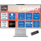 Lenovo Ideacentre Aıo 27ARR9 Amd Ryzen 7 7735HS 24GB Ddr5 1tb SSD Windows 11 Pro Radeon 680M 27 Inç Fhd (1920X1080) IPS 300NITS Bulut Gri All In One Bilgisayar ICF0HQ008GTRP08 + Zetta Flash Bellek